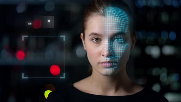 Closeup Face Biometrical Analysis Match Partner Search Collecting Personal Data alt