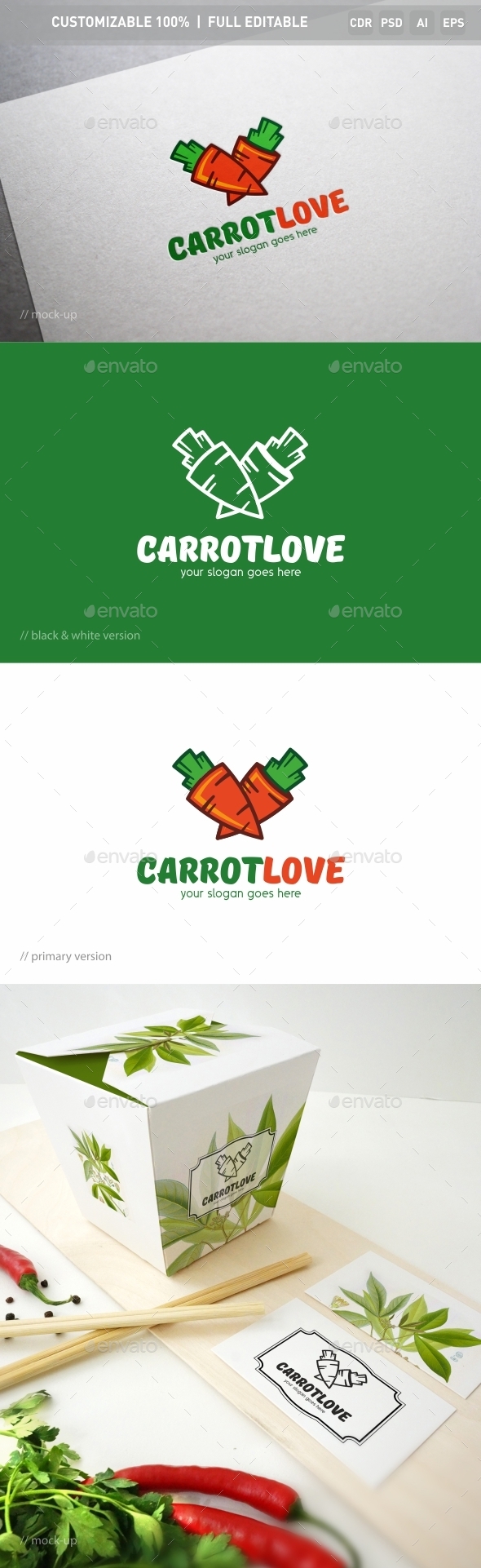 Carrot Love Logo Template - Food Logo Templates