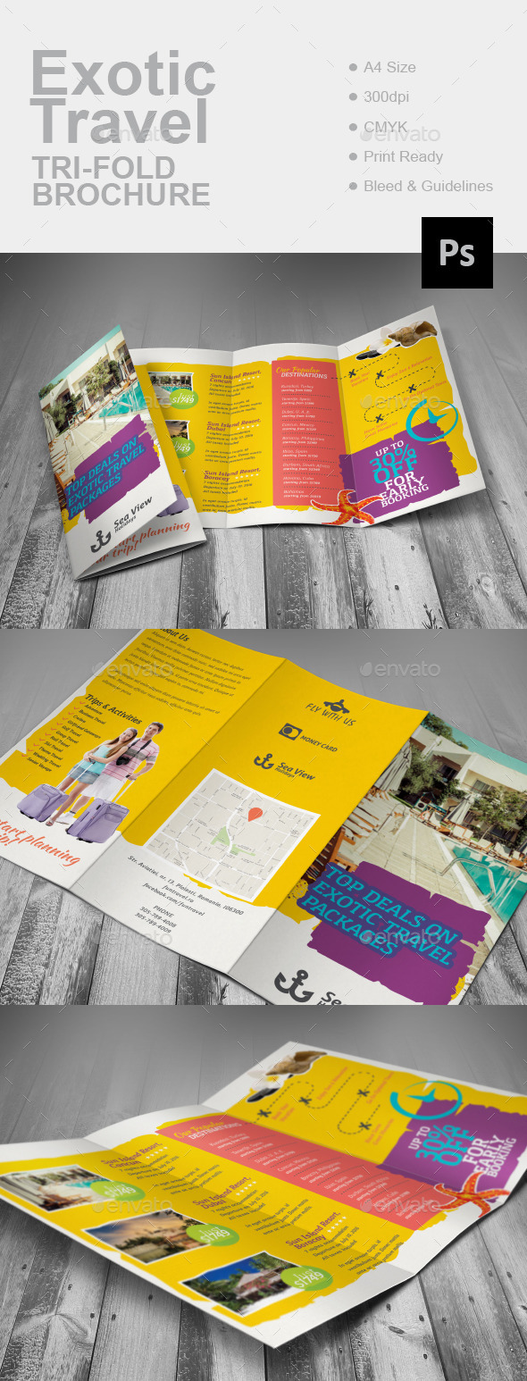Exotic Travel Tri-Fold Brochure Exotic Travel Tri-Fold Brochure