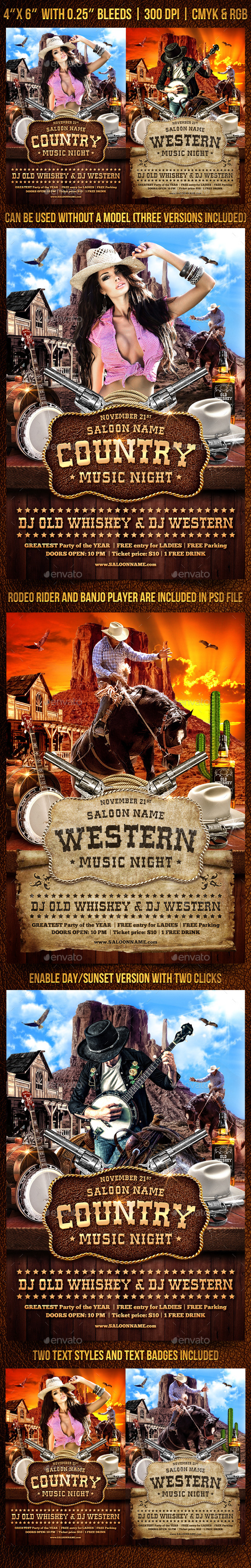 country and western flyer template by gugulanul graphicriver western flyer template