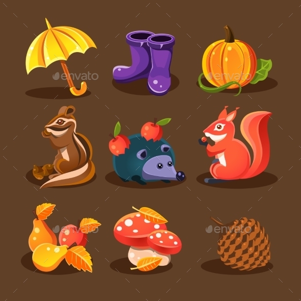 Autumn Forest Woodland Animals Flowers Autumn Forest Woodland Animals Flowers