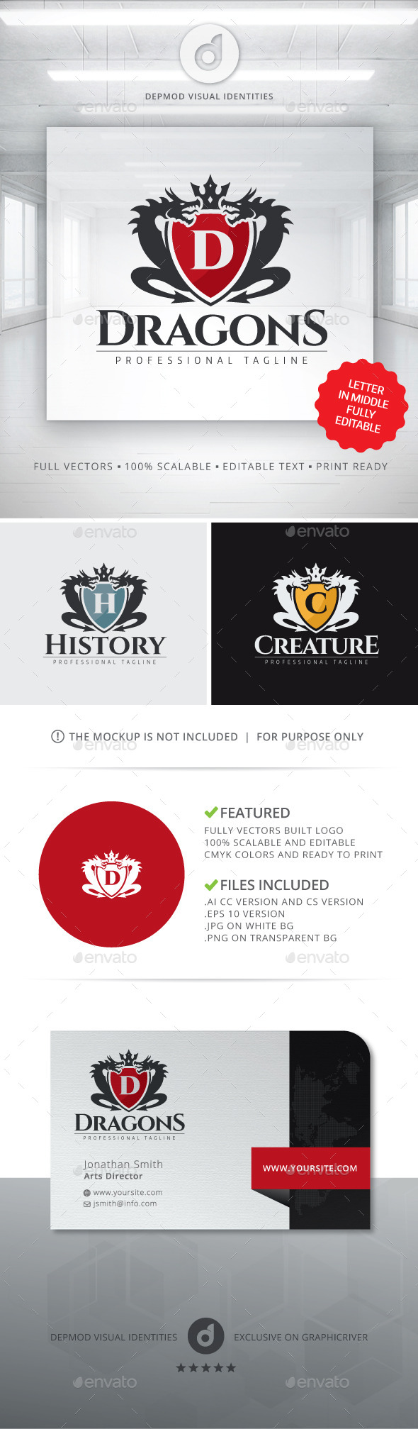 Dragons Logo - Crests Logo Templates