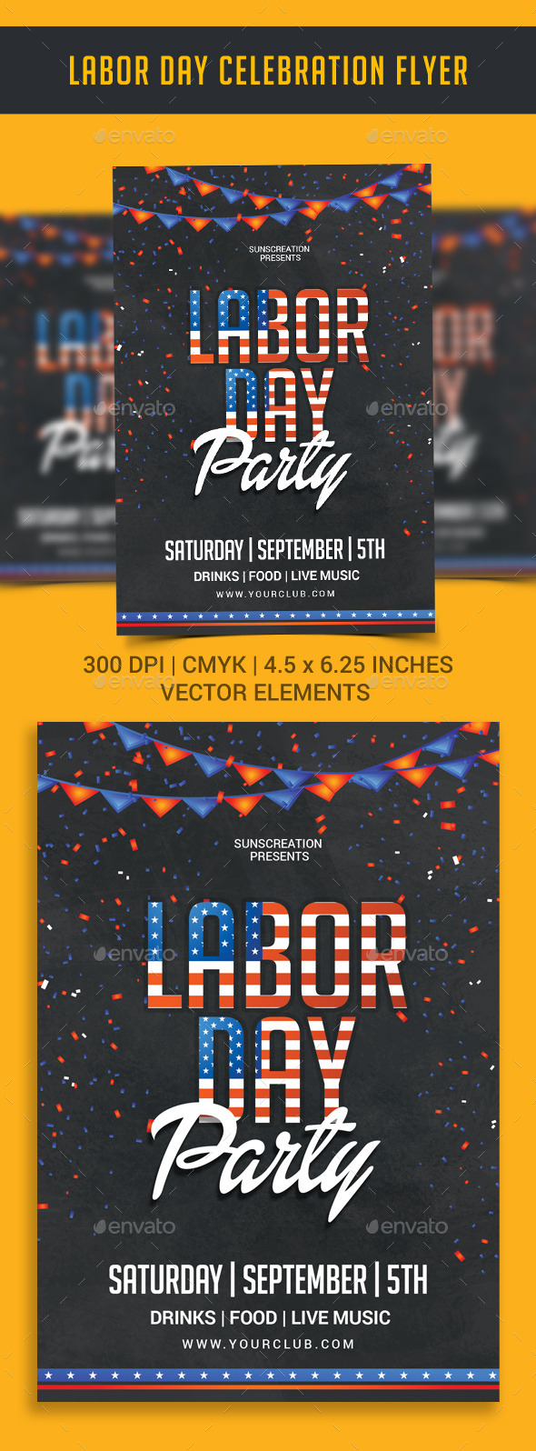 Labor Day Celebration Party Flyer Template - Clubs & Parties Events