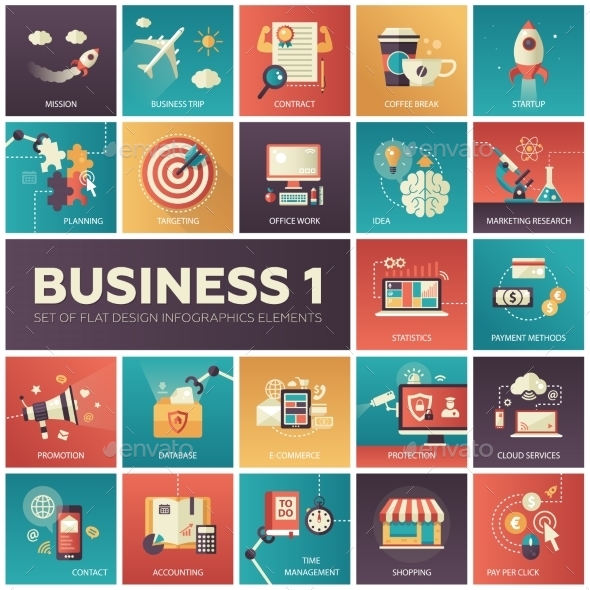 Set of Modern Flat Design Business Infographics Set of Modern Flat Design Business Infographics