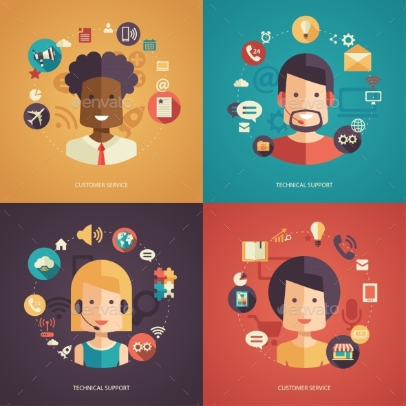 Illustration of Flat Design Business Compositions Illustration of Flat Design Business Compositions