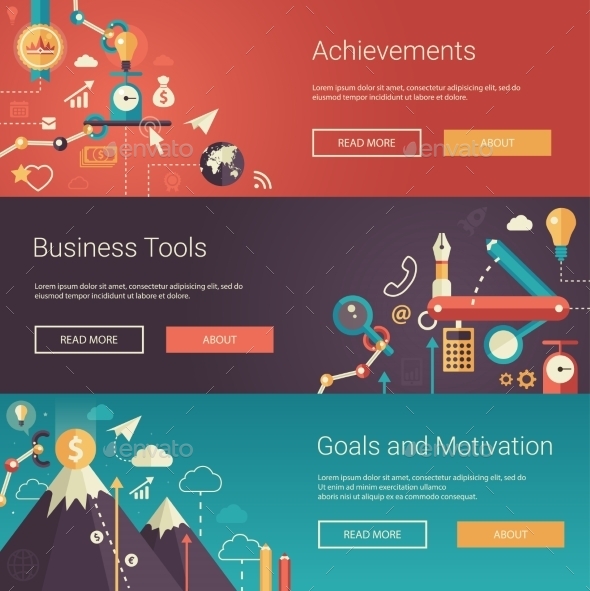 Set of Modern Flat Design Business Banners Set of Modern Flat Design Business Banners