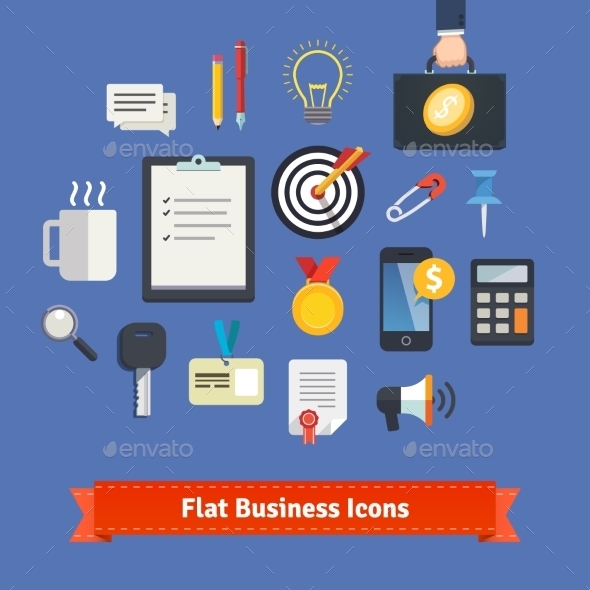 Flat Style Business Icons Set Flat Style Business Icons Set