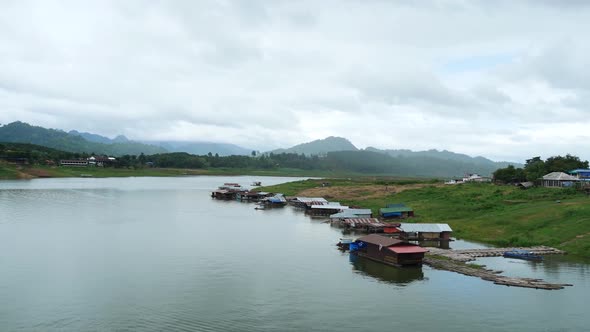 The Footage of Atmosphere of Mon Bridge (Mon Bamboo Bridge) at Sangklaburi, Kanchanaburi Province, T alt