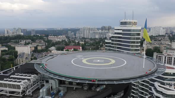 Helicopter Helipad With Flag Of Ukraine