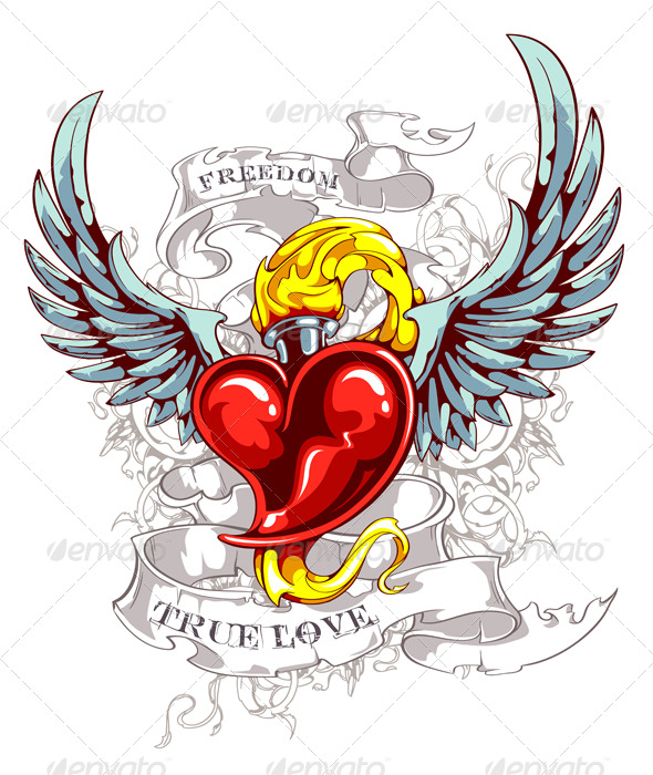 Burning Heart with Wings by Vecster | GraphicRiver