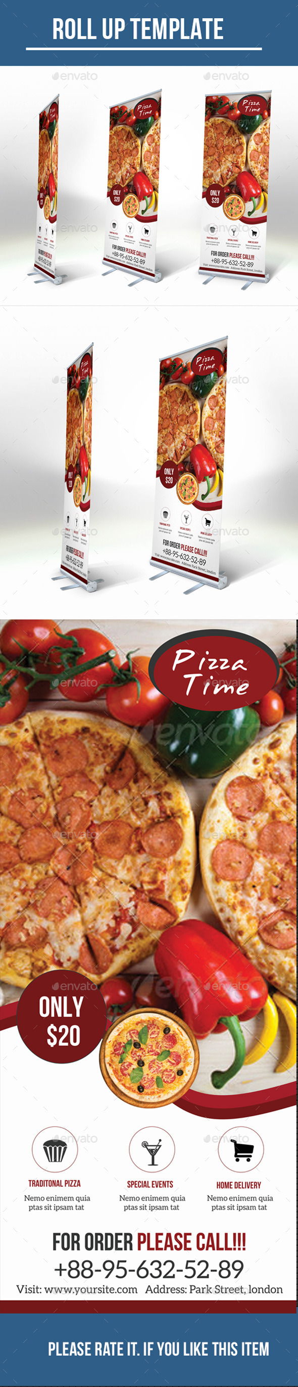 Restaurant Roll- Up - Signage Print Templates
