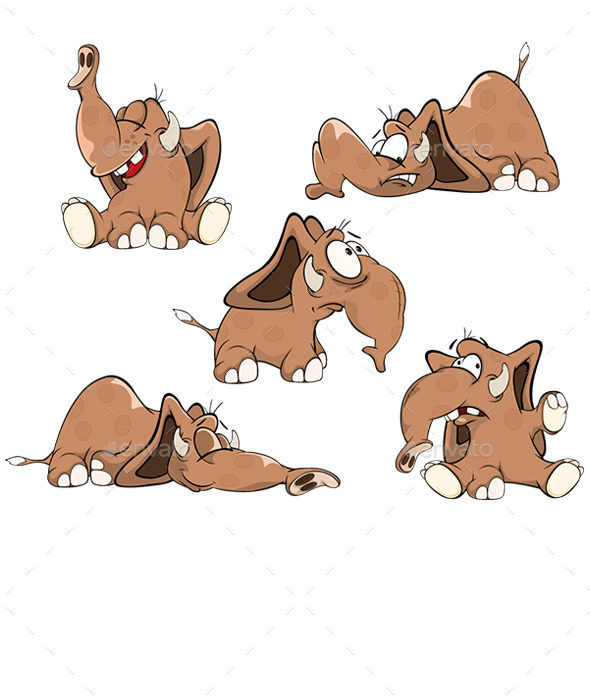 Set of Cartoon Elephants Set of Cartoon Elephants