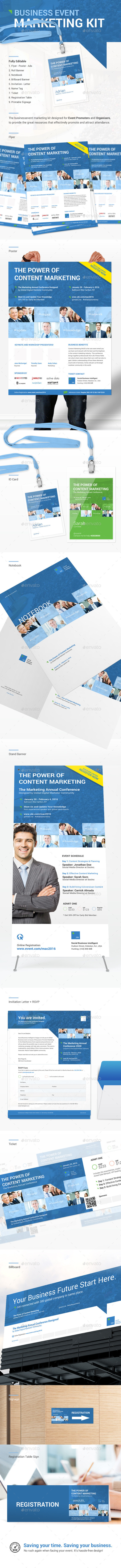Clean Business Event Marketing Kit - Stationery Print Templates