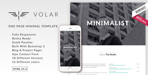 Volar | One Page Minimal Parallax Template