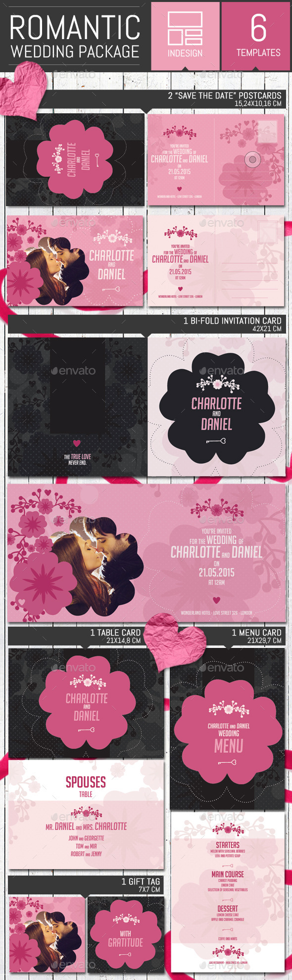 Romantic Wedding Invitation Pack Template - Weddings Cards & Invites