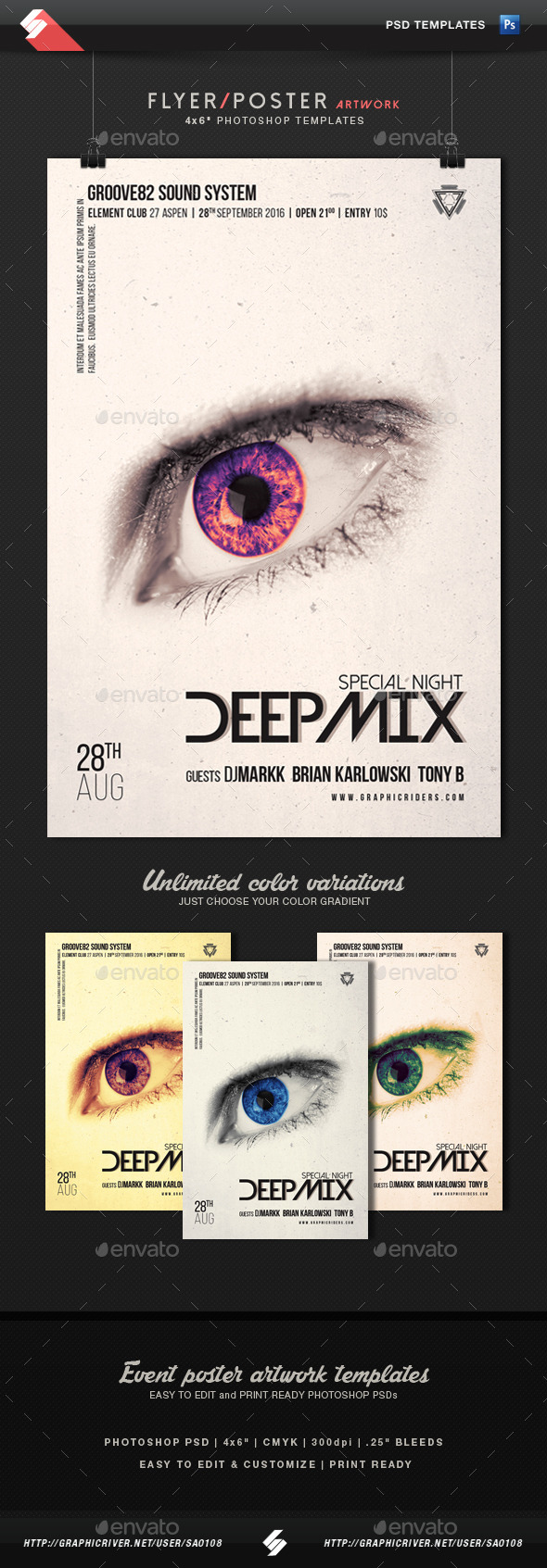 Deep Mix - Party Flyer Artwork Template - Clubs & Parties Events