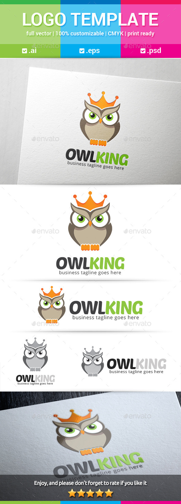 Owl King Logo - Animals Logo Templates