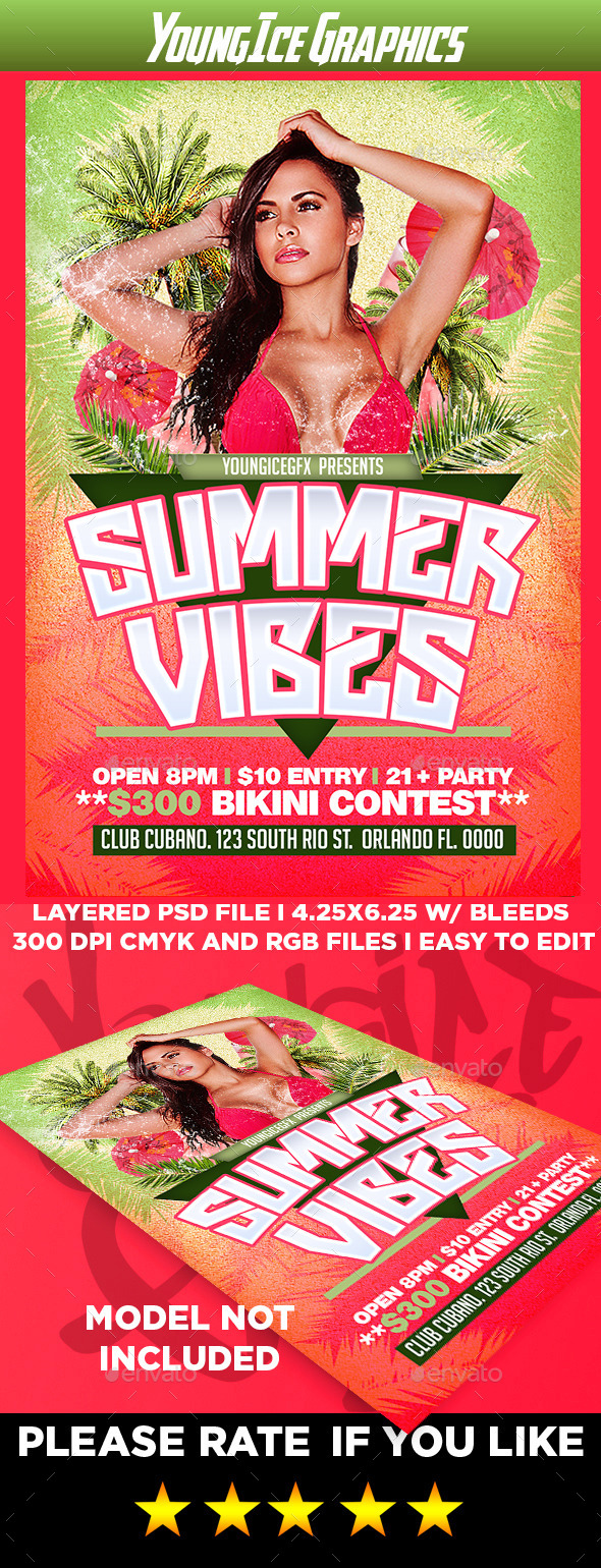 Summer Vibes Flyer Template - Clubs & Parties Events