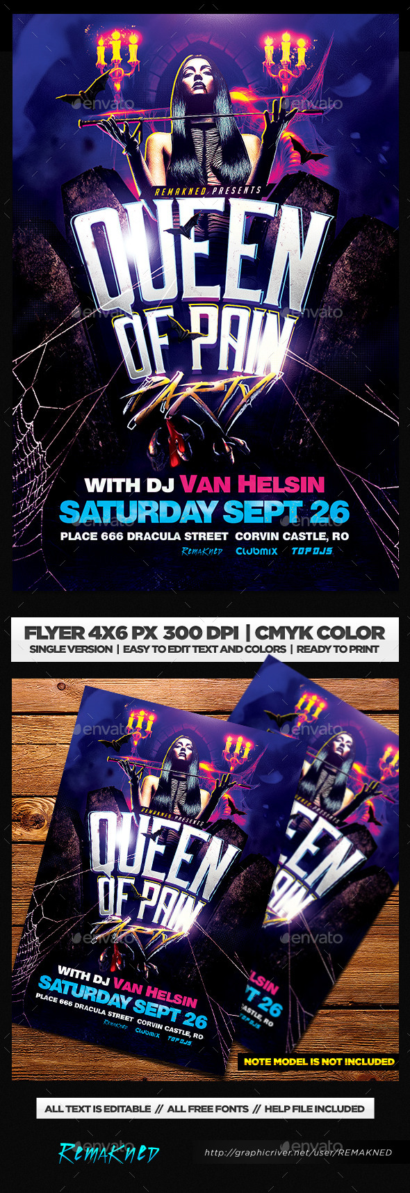 Queen Of Pain Party | Halloween Flyer Template PSD - Holidays Events