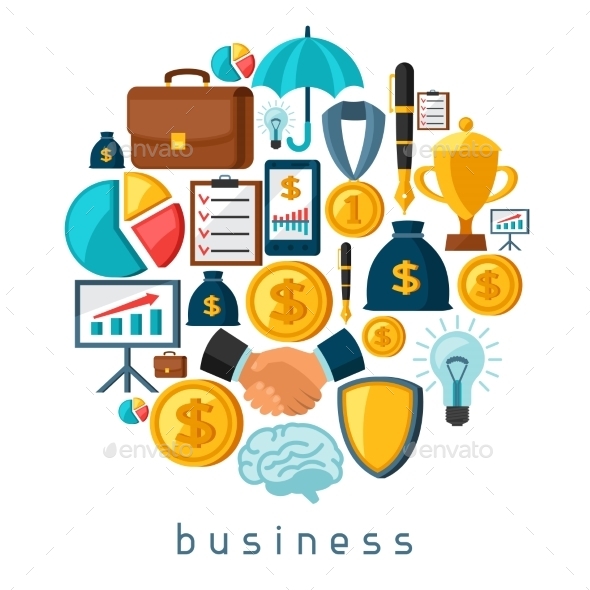 Business And Finance Concept From Flat Icons Business And Finance Concept From Flat Icons
