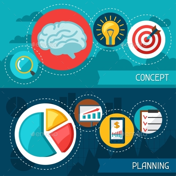 Business Finance Banners Of Concept And Planning Business Finance Banners Of Concept And Planning