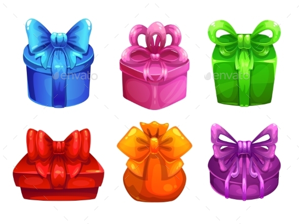 Vector Colorful Gift Boxes With Big Bows Vector Colorful Gift Boxes With Big Bows