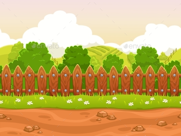 Seamless Cartoon Country Landscape Seamless Cartoon Country Landscape