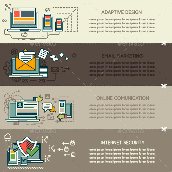 Set Three of Internet Technology Banners - Web Technology