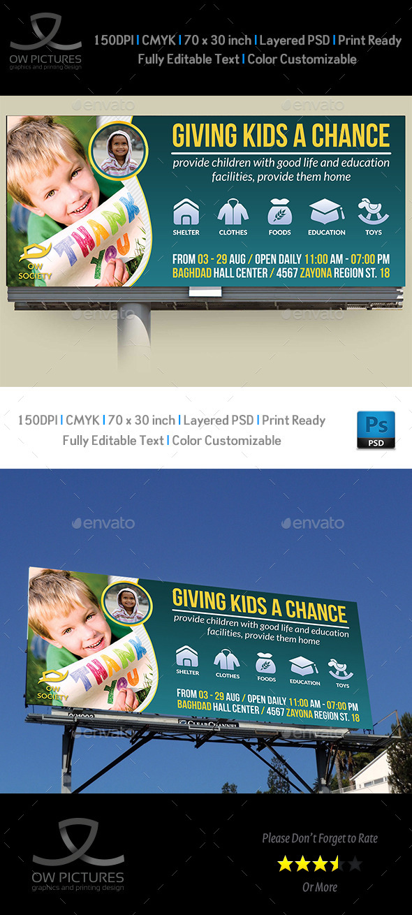 Kids Charity Billboard Template Kids Charity Billboard Template