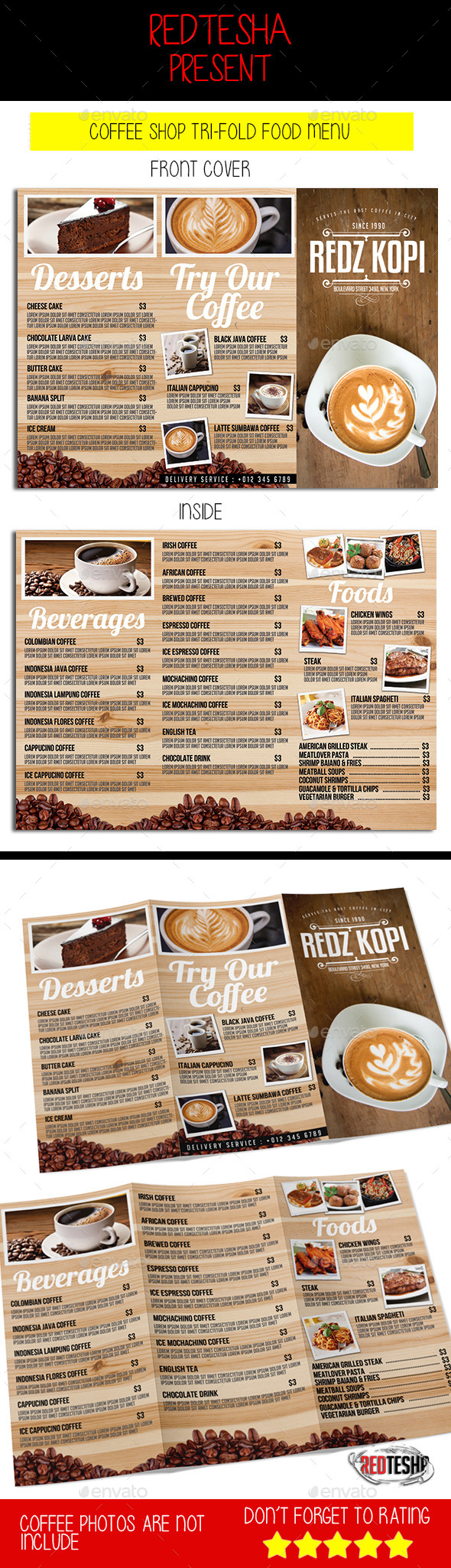 Coffee Shop Tri-fold Menu Coffee Shop Tri-fold Menu