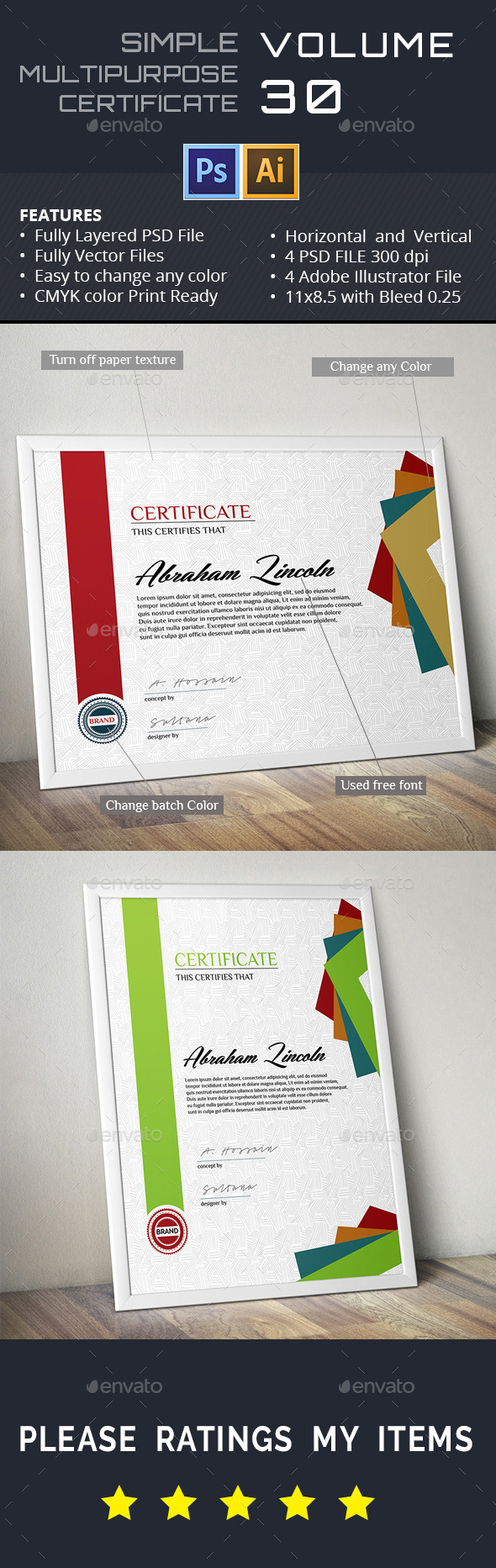 Simple Multipurpose Certificate GD030 - Certificates Stationery