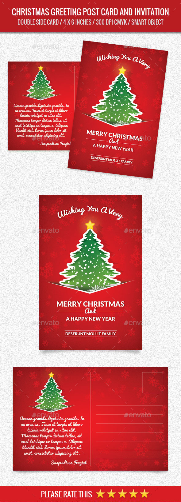 Christmas Greeting and New Year Post Card - Holiday Greeting Cards