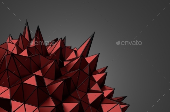 Abstract 3D Rendering Of Red Chaotic Surface. - Tech / Futuristic Backgrounds