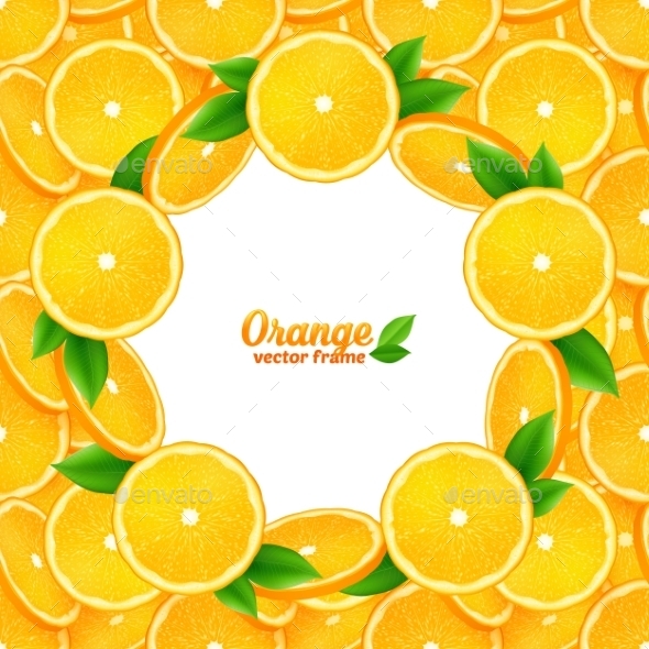 Orange Slices Vector Round Frame On Seamless Orange Slices Vector Round Frame On Seamless