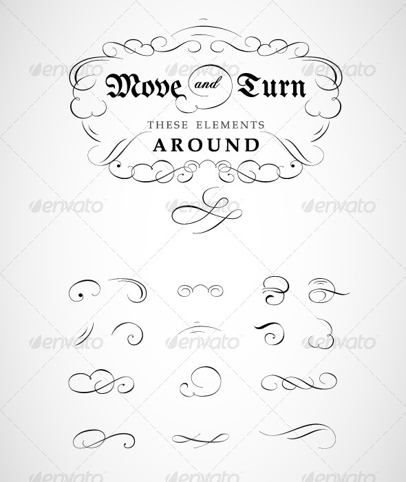 Calligraphic elements set vol.2 - Flourishes / Swirls Decorative