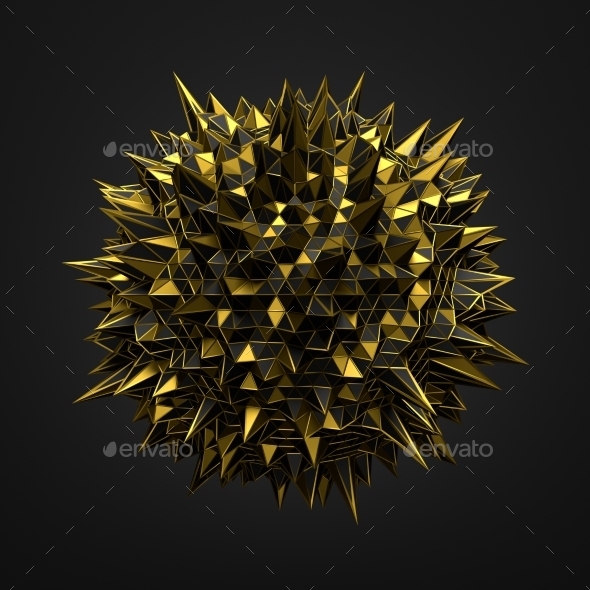 Abstract 3D Rendering Of Gold Chaotic Surface. - Tech / Futuristic Backgrounds