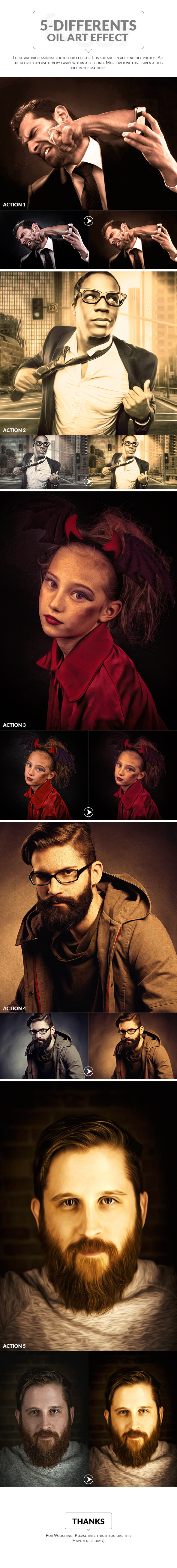 5-Differents Oil Art effect - Photo Effects Actions