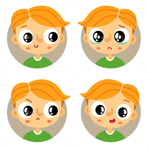 Set of Young Boy Emotion Badges Set of Young Boy Emotion Badges