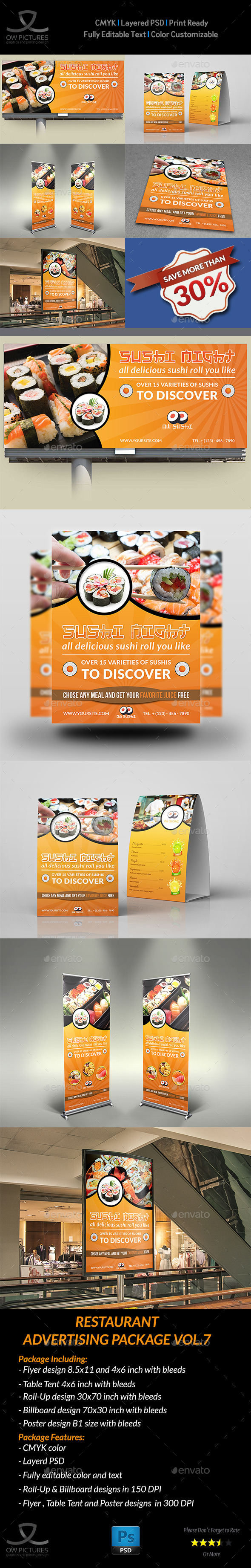 Restaurant Advertising Bundle Vol.7 - Signage Print Templates