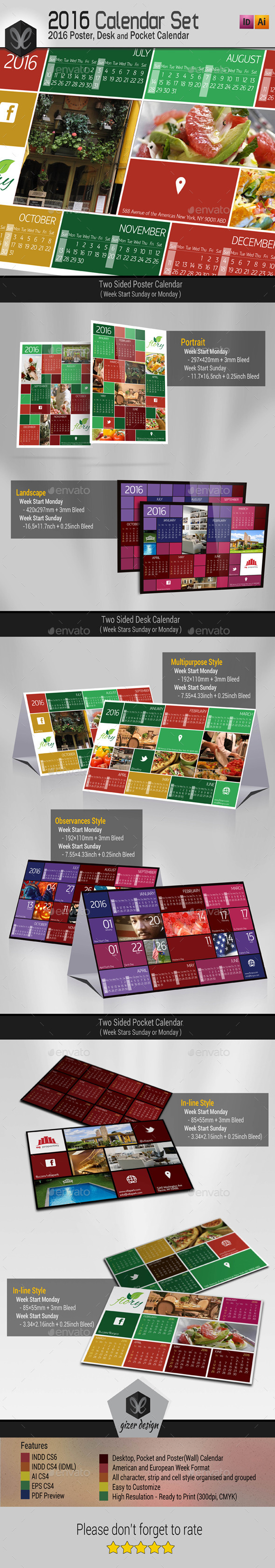 2016 Calendar Set Kare - Calendars Stationery