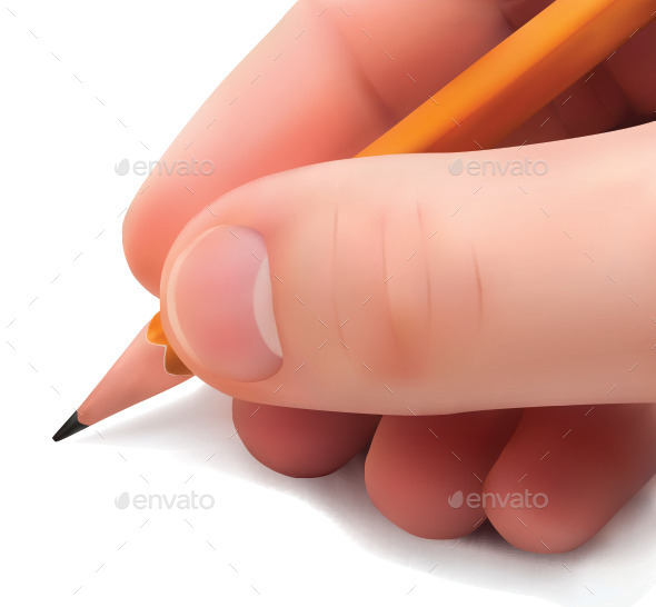 Hand with Pencil Writing on Paper Hand with Pencil Writing on Paper