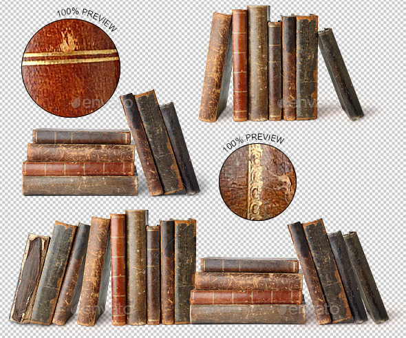 Row of Old Books - Home & Office Isolated Objects