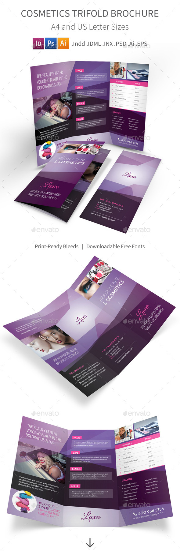 Cosmetics Trifold Brochure Cosmetics Trifold Brochure