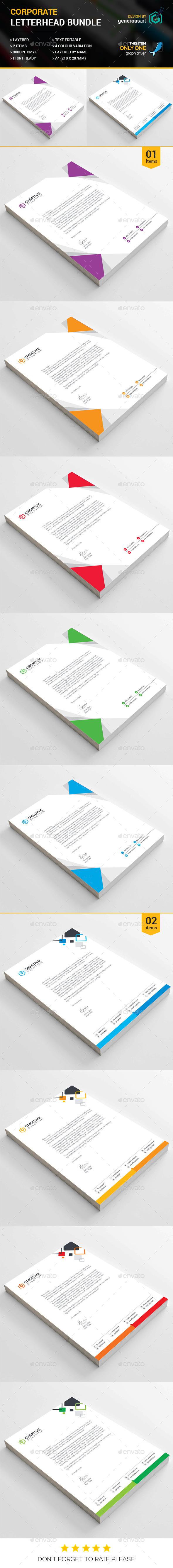 Business Letterhead Bundle 2 in 1 - Stationery Print Templates