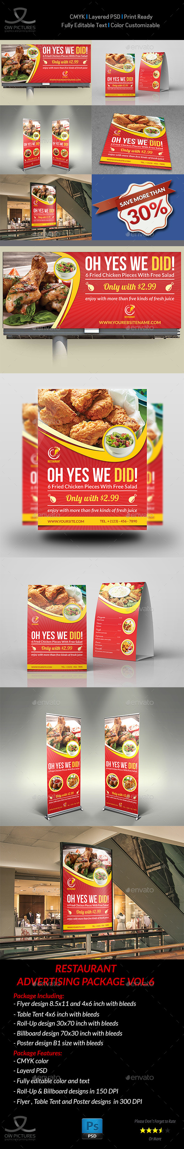Restaurant Advertising Bundle Vol.6 - Signage Print Templates