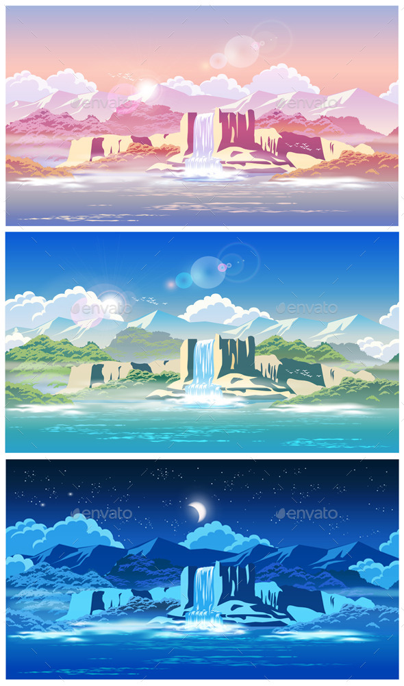 Picturesque Waterfalls Set Picturesque Waterfalls Set