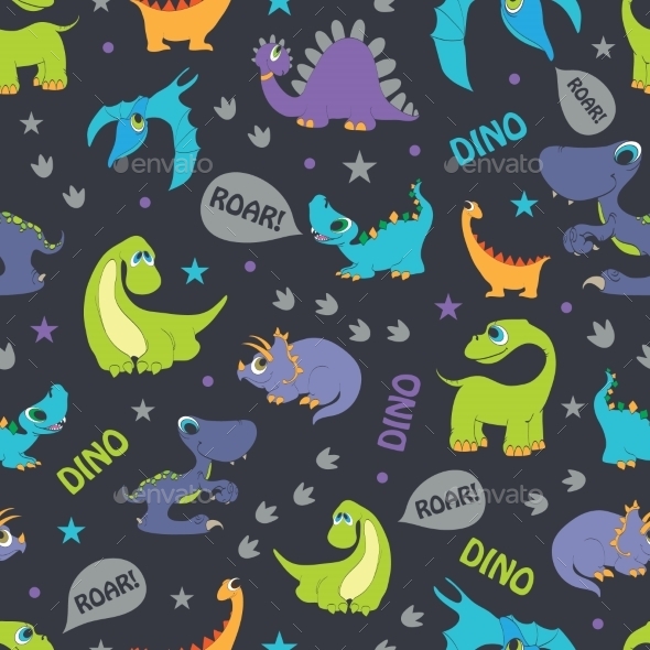 Vector Dinosaurs Roaring Seamless Pattern Cutest Vector Dinosaurs Roaring Seamless Pattern Cutest