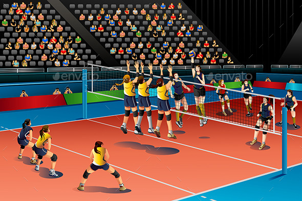 People Playing Volleyball in the Competition