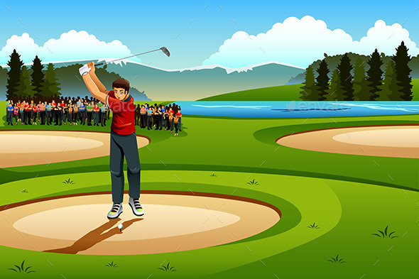 Man Playing Golf in the Competition - Sports/Activity Conceptual