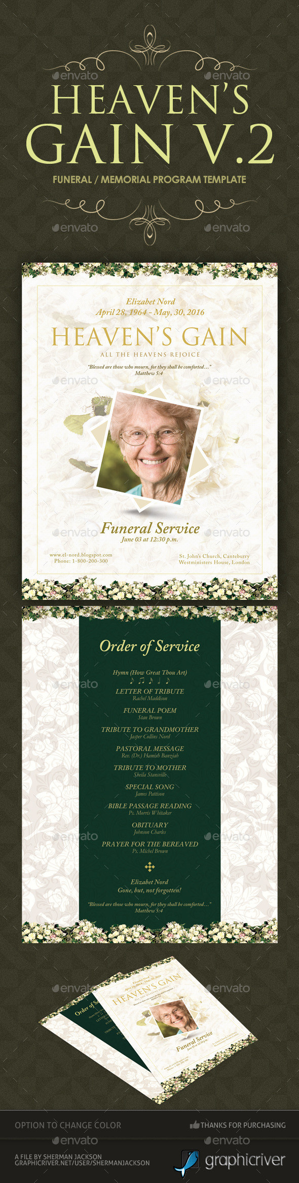 Heaven's Gain - Funeral / Memorial Program 02 - Miscellaneous Print Templates